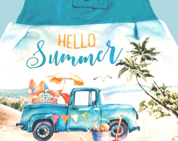 HELLO SUMMER! at the beach or ocean hanging towels