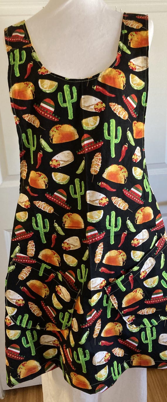 TACOS AND CACTUS Fabric Cross Back Aprons for the Cook