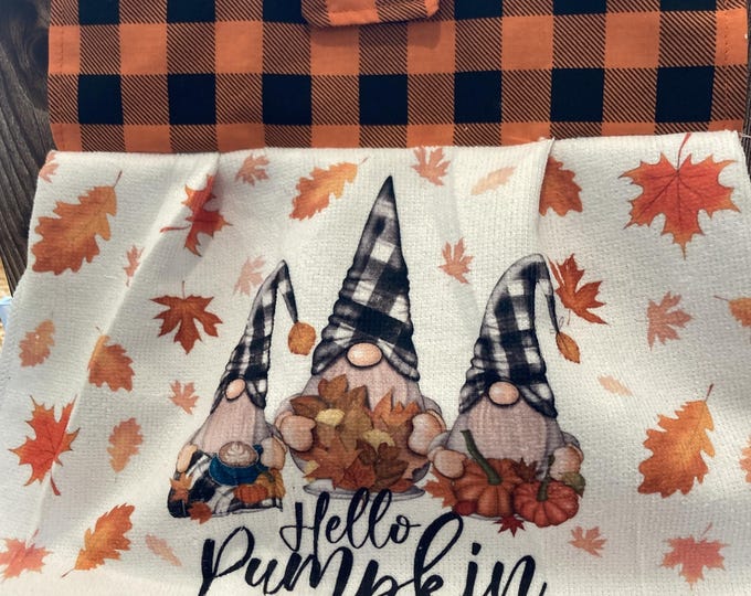Gnomes for Fall hanging towels