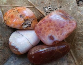 Agate, Crackled Fire - 1pc or 100g - Natural, gemstone, tumblestone, bulk, wholesale, healing crystals