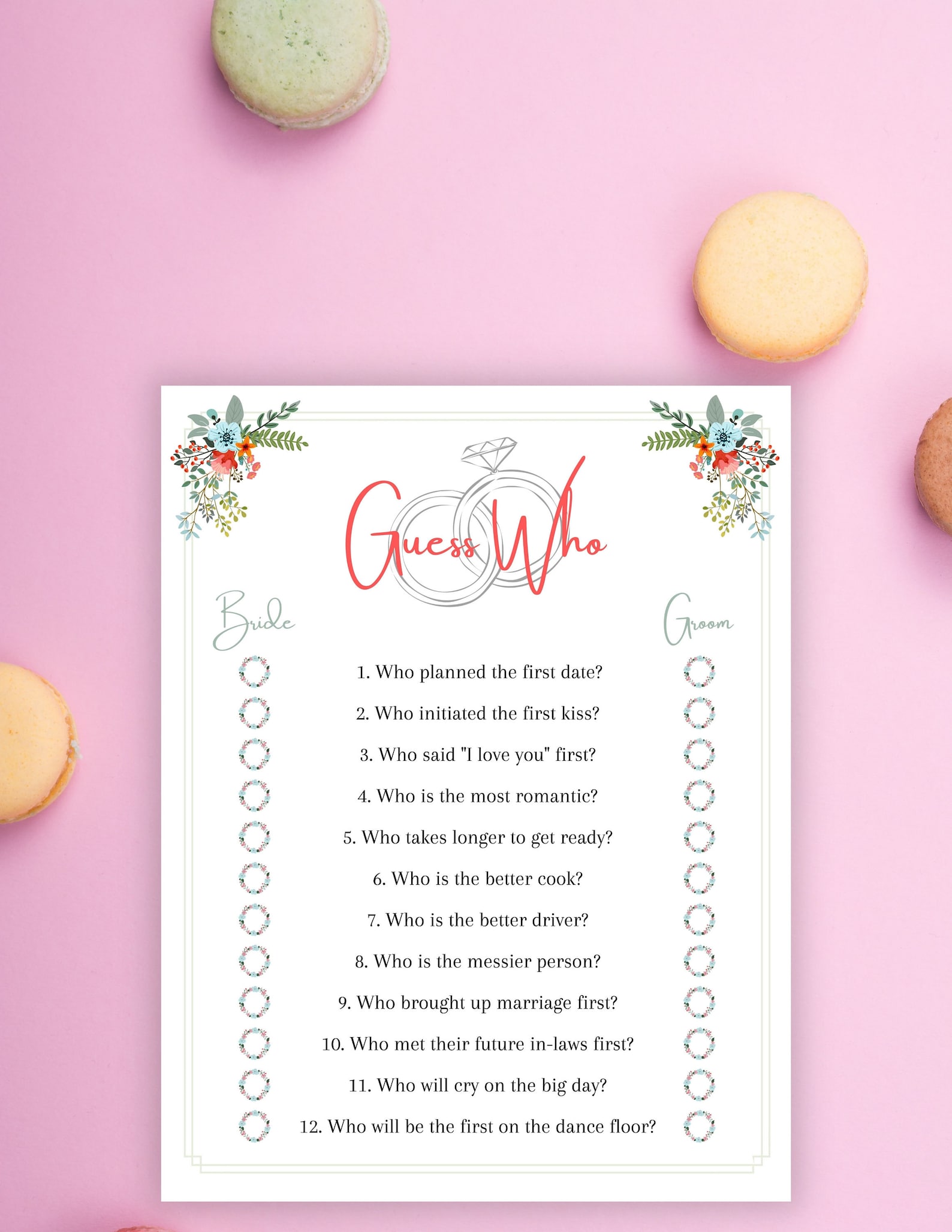 Guess Who Bride or Groom Game She said He said Bridal Shower Etsy