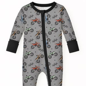 Bamboo Baby Pajamas Rebel Rider Breathable Toddler Romper Hypoallergenic - Grow with Me Sleeper - Sustainable Baby Clothing - Zipper Footie