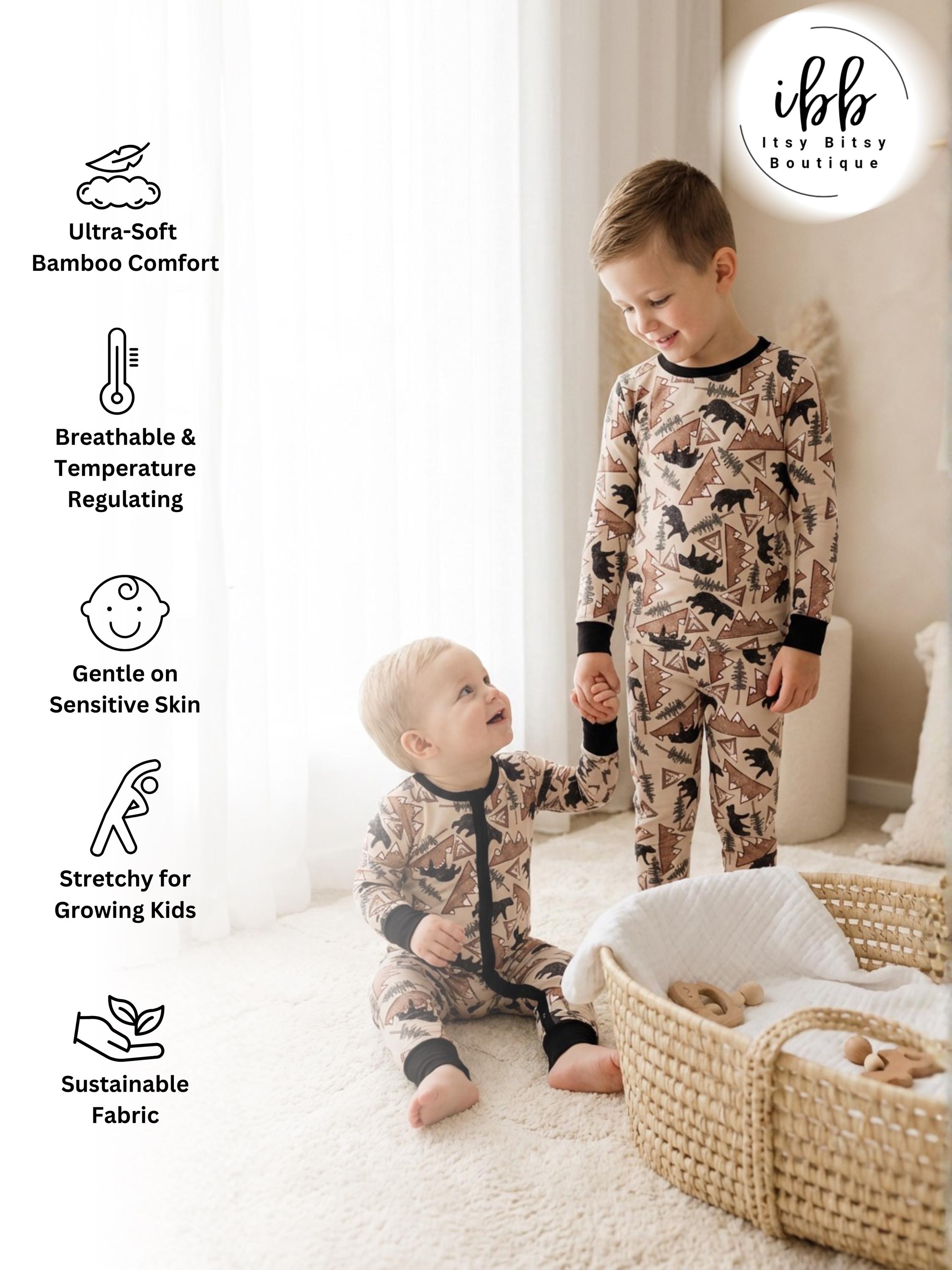 Bamboo Baby Pajamas: Zip-up Baby Romper, Adventure Long Sleeve