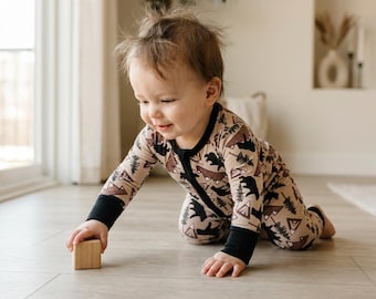 Bambus Baby Pyjama: Zip-Up Baby Strampler, Abenteuer Langarm Schlafanzug