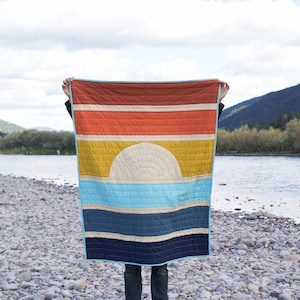 Einfaches modernes Quiltmuster für Anfänger - Regenbogenmuster - Quiltmuster Modern - PDF Digital Download | Dawnland Quilt Anleitung PDF