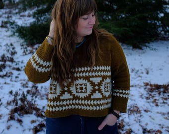 Flyway Sweater Knitting Pattern – Modern Colorwork Top-Down Knit Pullover