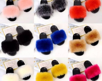 fluffy shoes slides