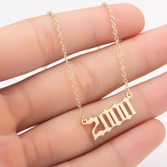 2000s Gold Birth Year Necklace / Anniversary Necklace / Graduation Necklace / Keepsake Necklace