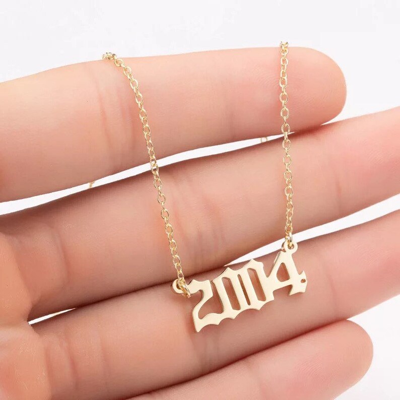 2000s Gold Birth Year Necklace / Anniversary Necklace / | Etsy