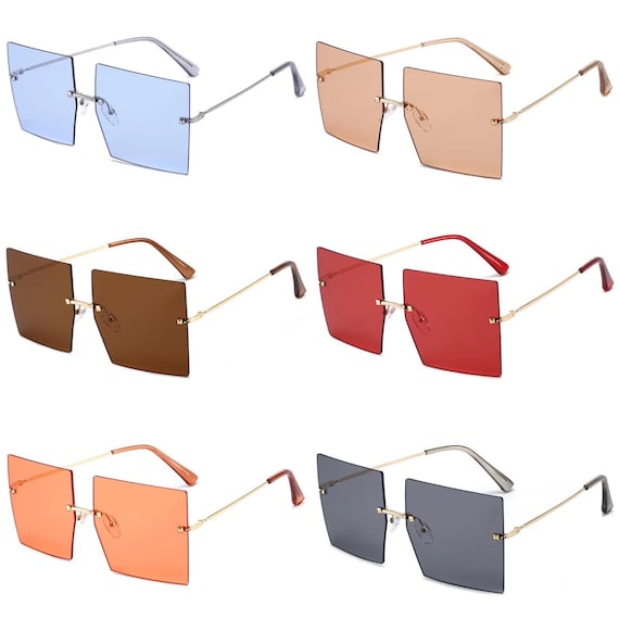 Rimless Square Oversized Sunglasses