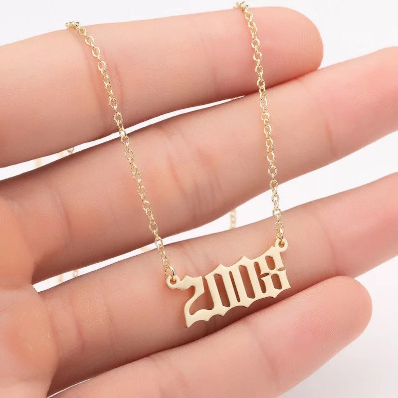 2000s Gold Birth Year Necklace / Anniversary Necklace / | Etsy