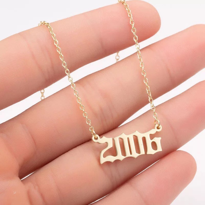 2000s Gold Birth Year Necklace / Anniversary Necklace / | Etsy