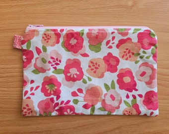 Posies- Sewn Pouch-Zippered Pouch- Gifts for her- Gifts for Girls- Teacher's Gift- Makeup Pouch- Cosmetic Bag - Coin Purse- Handcrafted