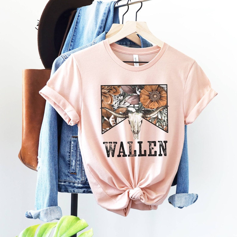 Cowboy Wallen Tee, Wallen Shirt, Country Concert Shirt, Wallen Tshirt, Wallen Concert Tee, Country Graphic Tee, Wallen T-Shirt, Cowboy Shirt Heather Peach