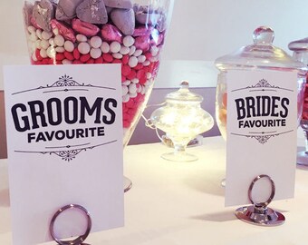 Bride & Groom Favourite - Printable DIY Wedding Sign - Sign for Candy Buffet Bar or Lolly Jars - 4x6" Standard Photo Size