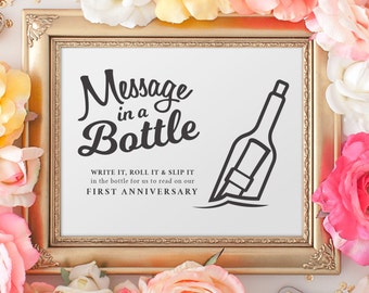 Message in a Bottle - Printable DIY Wedding Sign - Alternative Guest Book - A3 - A4 - 20x30" - 16x20" - 8x10"