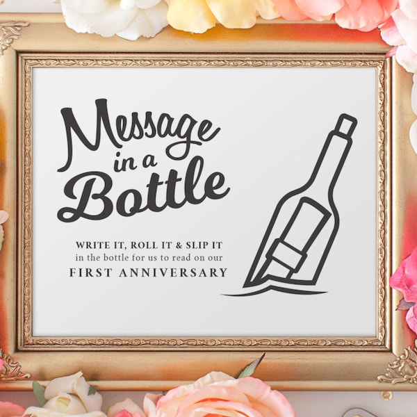 Message in a Bottle - Printable DIY Wedding Sign - Alternative Guest Book - A3 - A4 - 20x30" - 16x20" - 8x10"