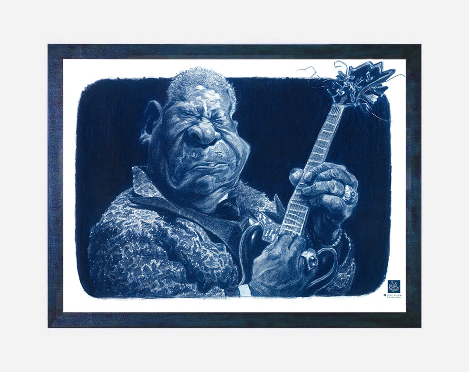 BB King Digital File Size A4 Caricature Art Celebrity Pencil Blue ...