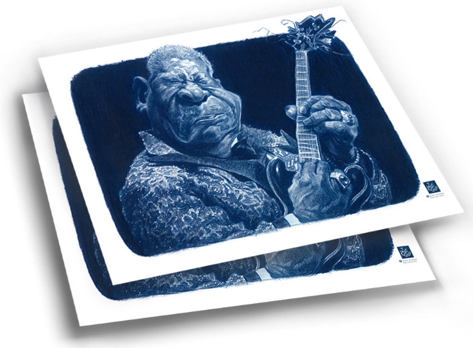 BB King Digital File Size A4 Caricature Art Celebrity Pencil Blue ...
