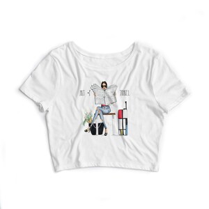 Crop Top ART OF TRAVEL | White Printed Crop Top