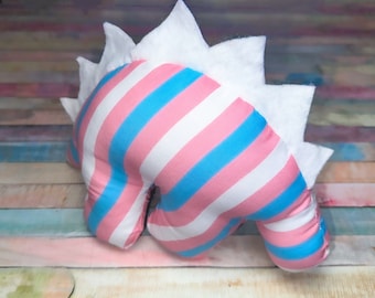 Nerdisaurus Handmade Trans Pride Flag Stegosaurus Dinosaur