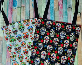 Nerditotes Handmade Handsewn Sugar Skulls Tote Bag