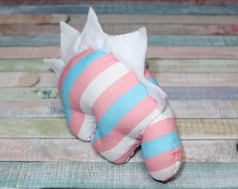 Nerdisaurus Handmade Trans Pride Flag SMALL Stegosaurus Dinosaur