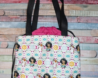 Nerditotes Princess & Tiger Floral Insulated Drawstring Lunch Tote Bag