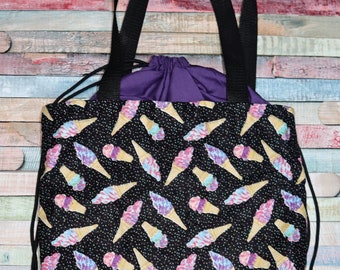 Nerditotes Galaxy Ice Cream Insulated Drawstring Lunch Tote Bag