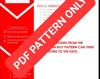 DIGITAL PDF crochet PATTERN chonky boi hat pack 3