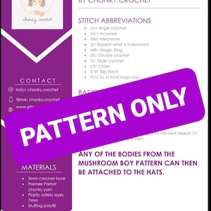 DIGITAL PDF pattern ONLY! Chonky Boy hat Pattern