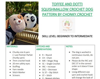 PATTERN ONLY! Toffee and Dotti Squishmallow crochet dog