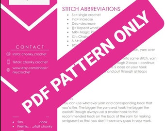Crochet PDF PATTERN ONLY Chonky Axolotl