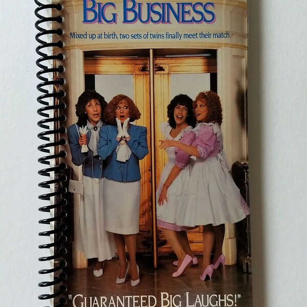 Big Business Spiral Notebook Hand Made from Original VHS Tape Movie Cover