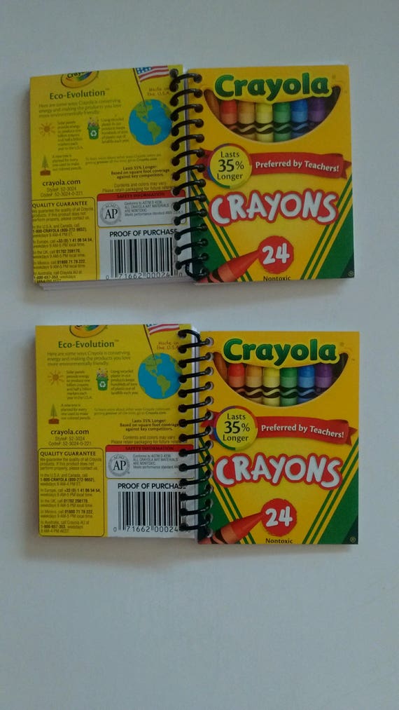 Set of Two Spiral Notebooks Hand Made From Recycled Crayon Boxes 
