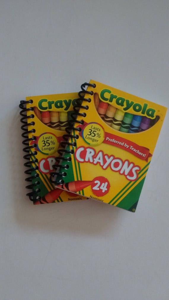 Set of Two Spiral Notebooks Hand Made From Recycled Crayon Boxes 
