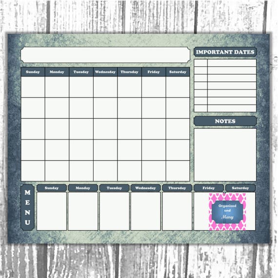 Items similar to Family Command Center 16x20 Dry Erase Calendar