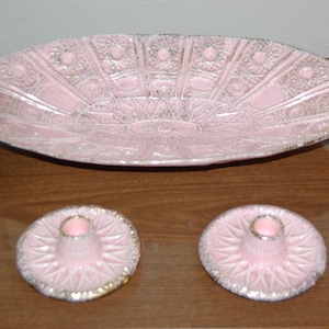 Gorgeous Rare Mid-Century Pink and Gold Centerpiece/Buffet Set