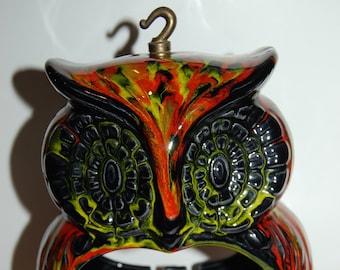 Vintage Hanging Owl Ashtray with Drip Glaze
