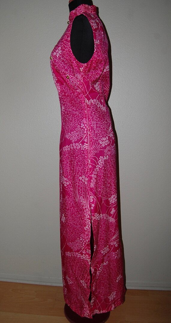 Vintage 1960s Mandarin-Style Maxi Dress -Size Med… - image 3