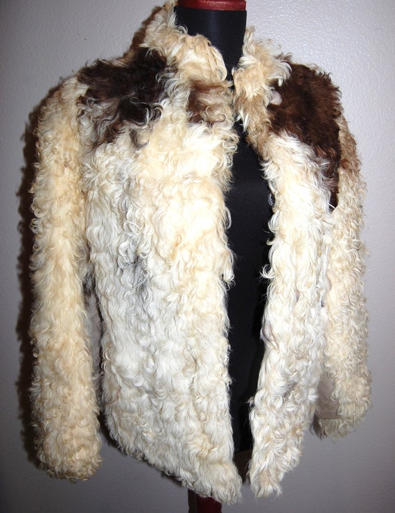 1970s Boho Mongolian Curly Lamb Fur Jacket -Sm/Med