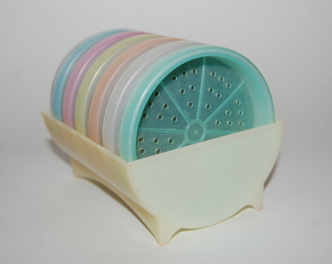 Vintage Tupperware Coaster Set W/caddy Etsy