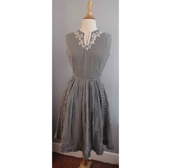 50s Black and White Gingham Dress