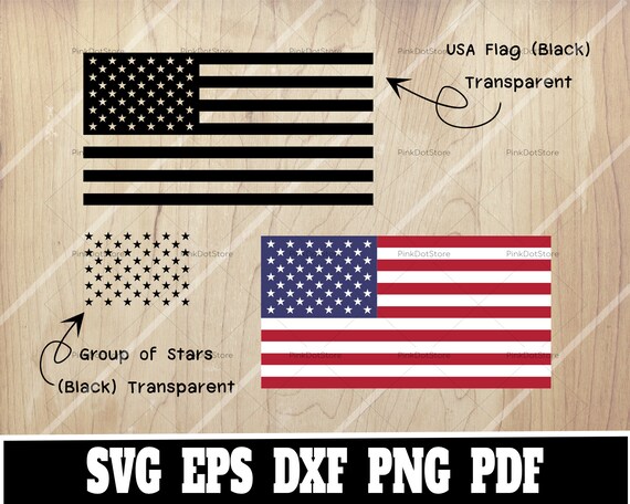 American Flag Svg Usa Flag Black Transparent Svg File Etsy