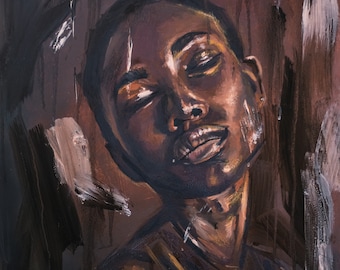 Schwarzer Kunstdruck - Born Tired