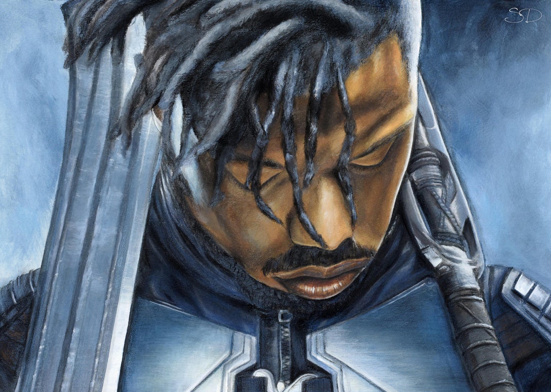 Killmonger Drawing Color Killmonger - Black Panther Art Print - Etsy