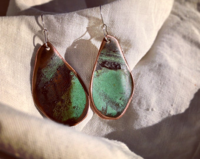Natural Copper Patina Dangle Earrings