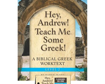 Greek 2 - Workbook & Flashcard Set, Homeschool Curriculum, Christian, koine, Hey Andrew, biblical, activity pages, elementary, kids