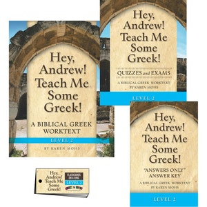 Greek 2, Short Set, Homeschool Curriculum, Christian, koine, Hey Andrew, answer booklet, biblical, activity pages, elementary, kids image 1