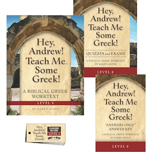Greek 8, Short Set, Homeschool Curriculum, Christian, koine, Hey Andrew, answer booklet, classical, biblical, activity pages, teen, adult image 1